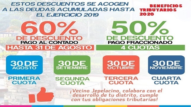 La imagen muestra el cronograma de pago fraccionado del Impuesto Predial