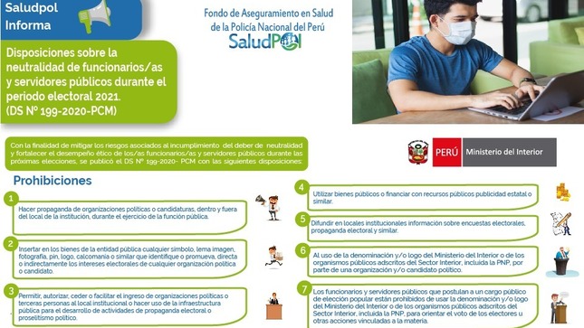 Disposiciones sobre la neutralidad de funcionarios/as y servidores públicos durante el periodo electoral 2021.