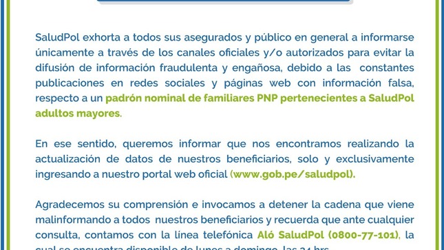 Debido debido a las  constantes publicaciones en redes sociales y páginas web con información falsa SaludPol informa lo siguiente⬇️