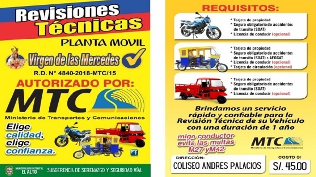 Inspección Técnica de Vehículos Menores Motorizados