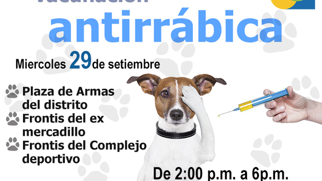 Participa de la campaña de vacunación antirrábica canina 27,28 y 29 de setiembre