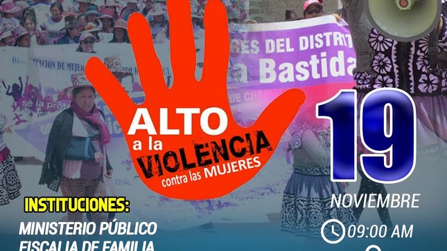 Organizan Feria Informativa Contra La Violencia A La Mujer Y El Grupo Familiar El Próximo Viernes 19 De Noviembre En El Distrito De Chamaca