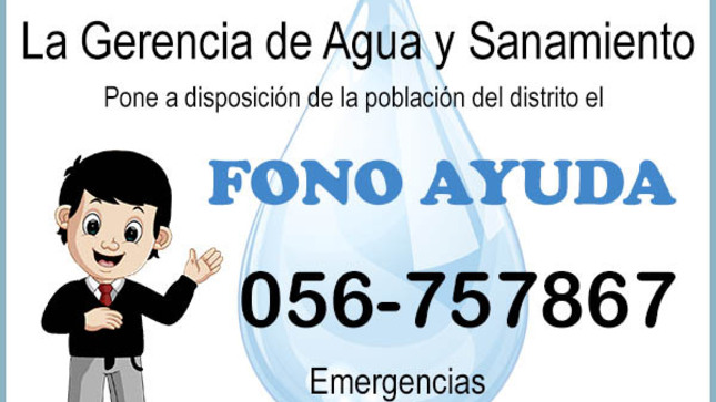 La Gerencia de Agua y Saneamiento de la Municipalidad Distrital de Subtanjalla pone al servicio de los usuarios el teléfono de emergencias, e informes suscitadas. Puede comunicarse al 📞 056 757867