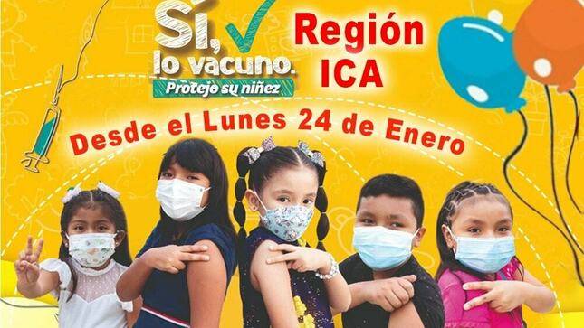 Dirigido también a los niños y niñas de 5 a 11 años que certifiquen comorbilidad.
Recomendaciones: el menor deberá asistir acompañado de uno de los padres de familia, tutor o familiar mayor de 18 años. 
Punto de vacunación en la I.E N°22358 en la Plaza de Armas de Subtanjalla.