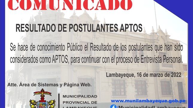 Relación de Postulantes Aptos