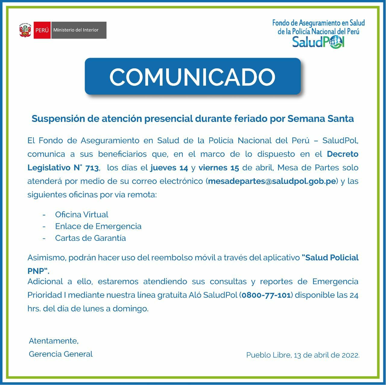 Comunicado SaludPol