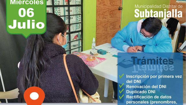 Campaña de DNI "Gratuito" 
Miércoles 6 de julio 2022