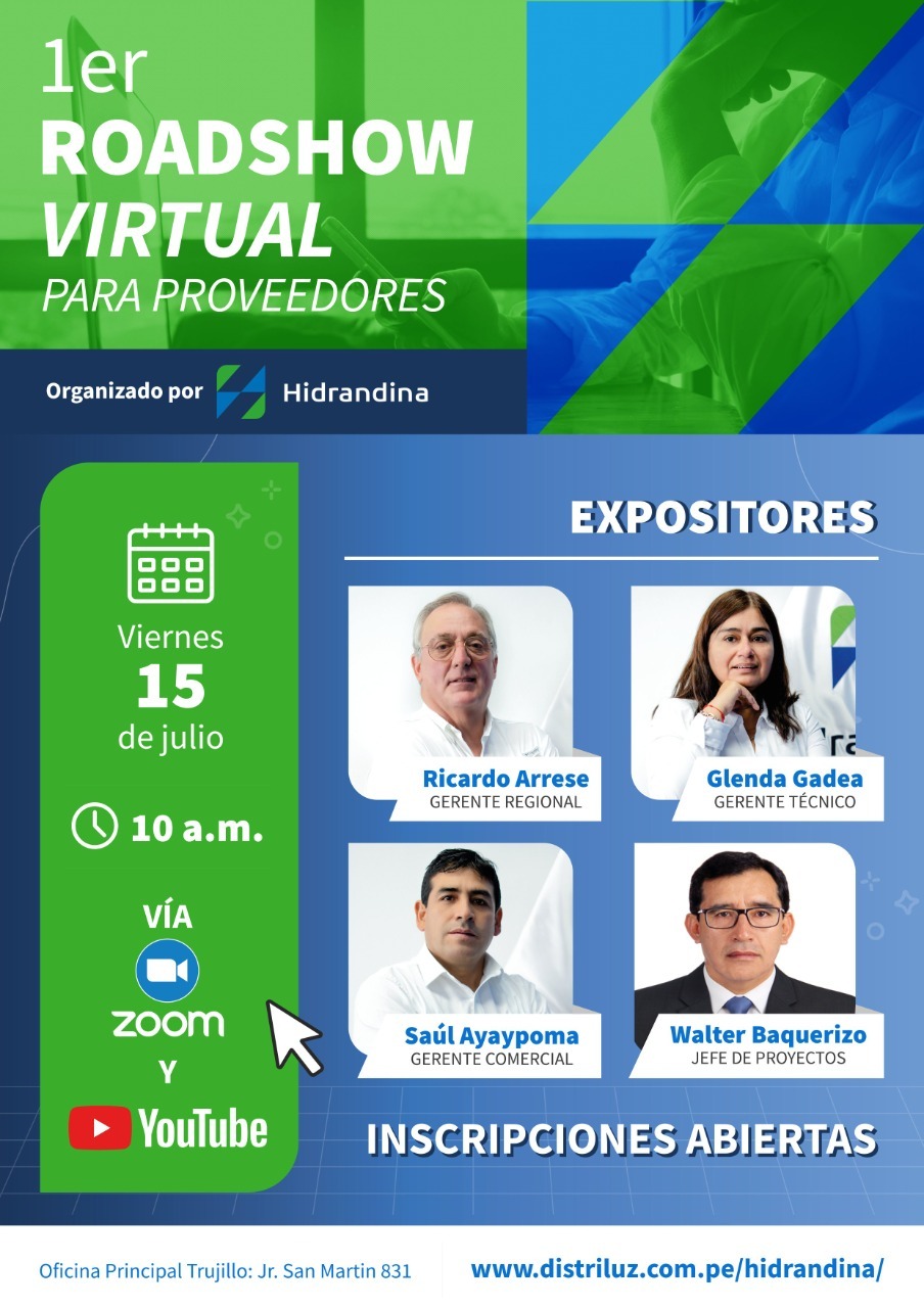 HIDRANDINA REALIZA ROADSHOW VIRTUAL PARA PROVEEDORES DONDE PRESENTÓ SU PLAN ANUAL DE CONTRATACIONES