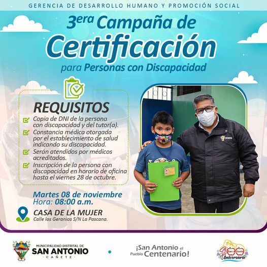 Tercera campaña de certificación para personas con discapacidad