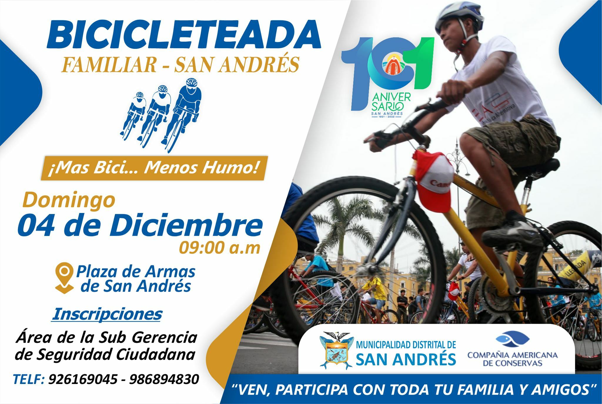 Gran Bicicleteada Familiar por el aniversario del Distrito de San Andrés