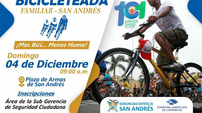 Gran Bicicleteada Familiar por el aniversario del Distrito de San Andrés