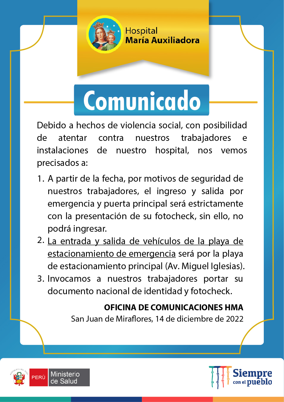 #Comunicado #HMA