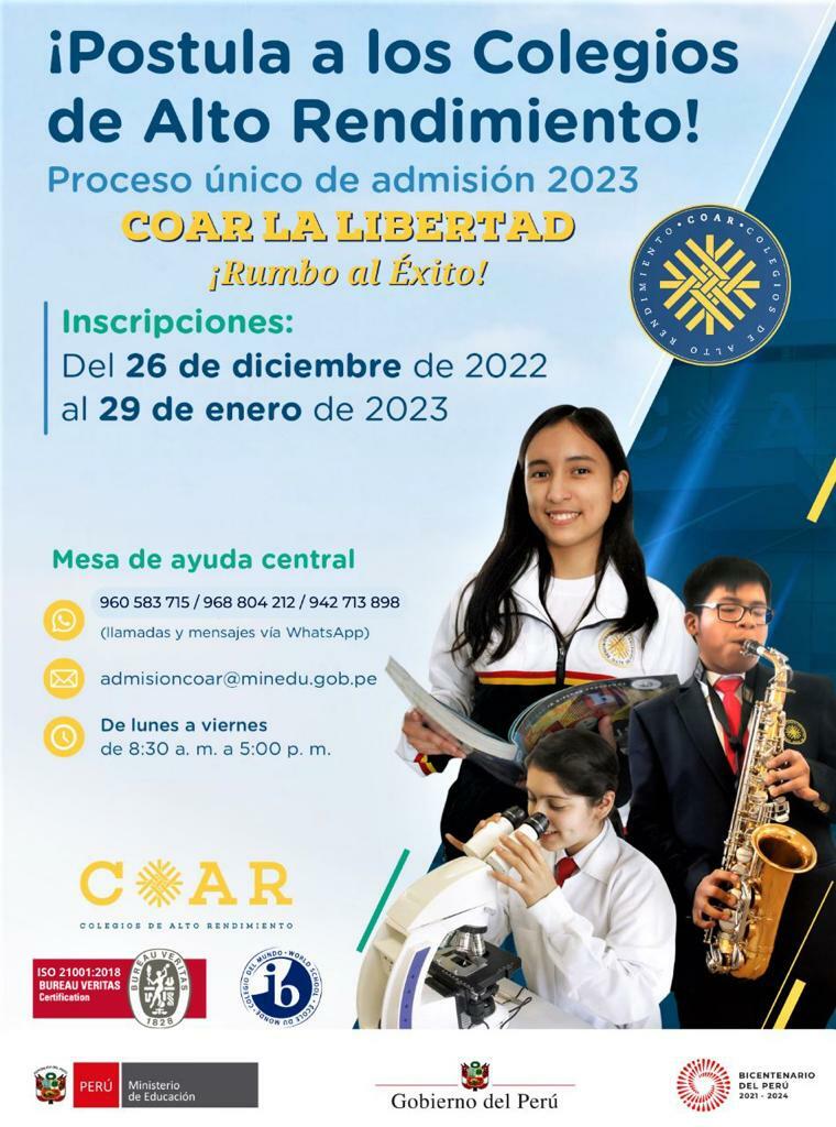 Ingresa y postula a los Colegios de Alto Rendimiento.