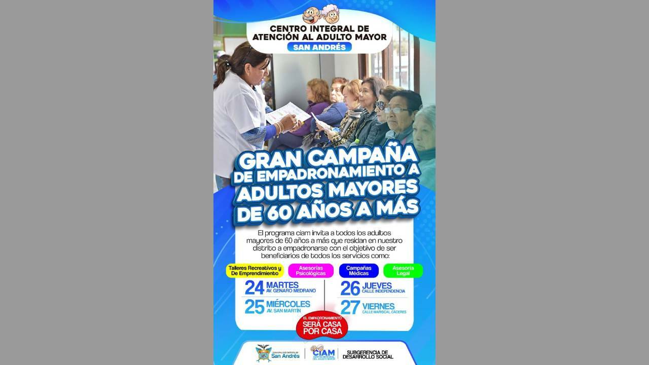 Gran Campaña De Empadronamiento A Los Adultos Mayores De 60 Años A Más