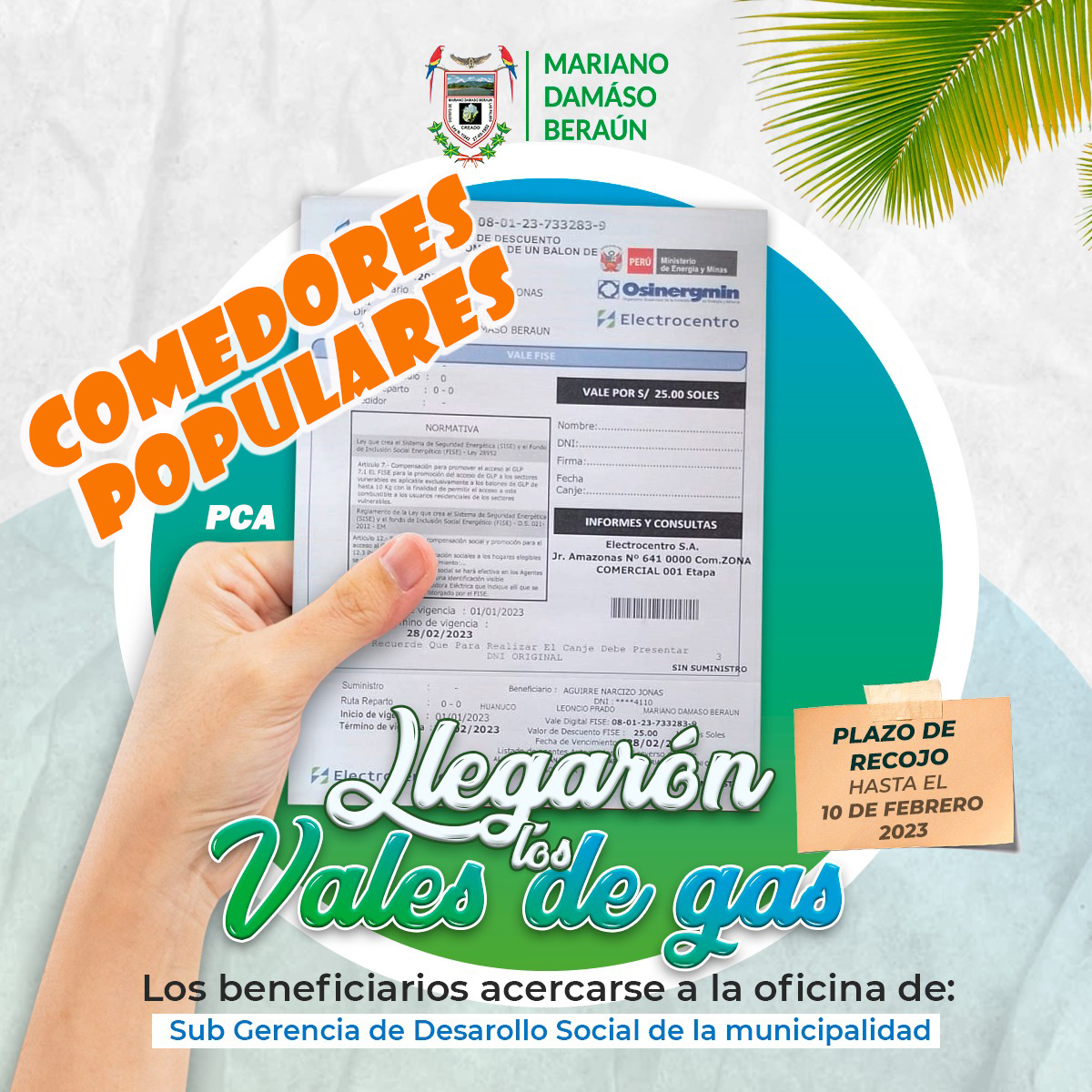Llegaron los vales de gas para comedores populares