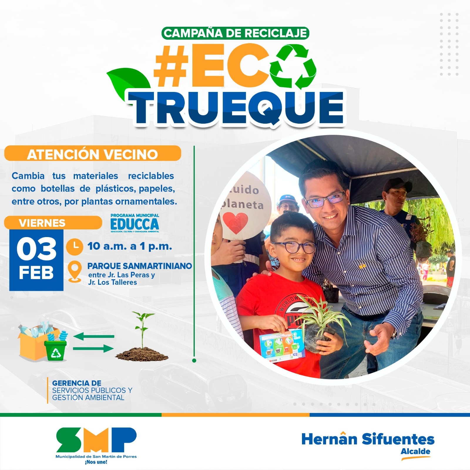 Flyer oficial de la Campaña de Reciclaje Ecotrueque