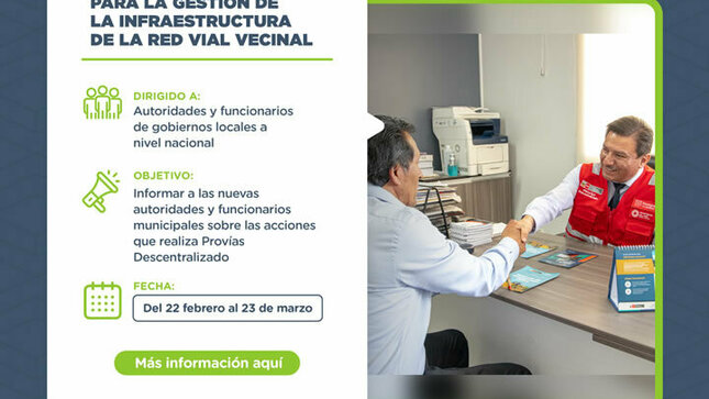 Taller informativo descentralizado a Gobiernos Locales sobre gestión de la infraestructura de la Red Vial Vecinal o Rural.
