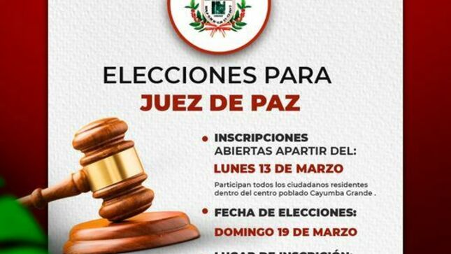 Elecciones para Juez de Paz - Cayumba