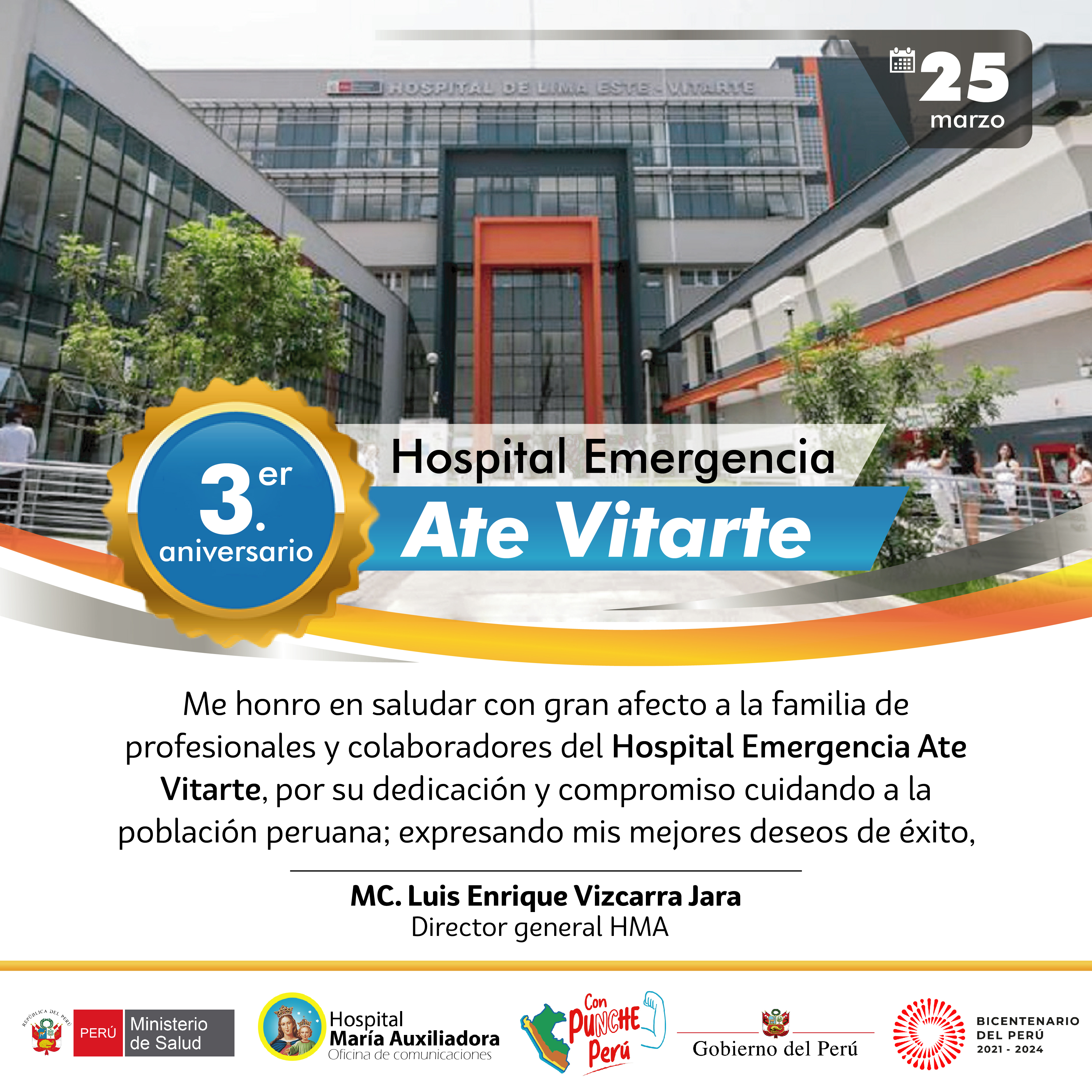 Saludo institucional: Hospital Emergencia Ate Vitarte