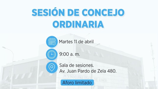 👉🏼 Si eres vecino de Lince, puedes participar de manera presencial inscribiéndote en el siguiente link 👉🏼 https://forms.gle/2sGccmov3Mj4WQxS8

🗓️ 11 de abril. 
⏰ 9:00 a. m.
📍 Sala de Sesiones.

#MunicipalidadDeLince #LinceSeRenueva