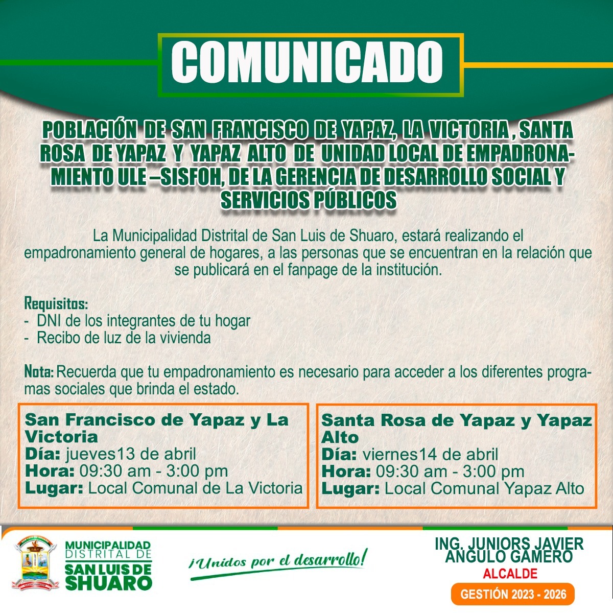 Empadronamiento general de hogares