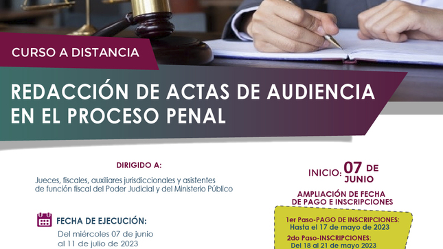 Curso a distancia: Redacción de Actas de Audiencia en el Proceso Penal