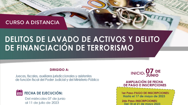 Curso a distancia: “Delitos de lavado de activos y delito de financiación de terrorismo”