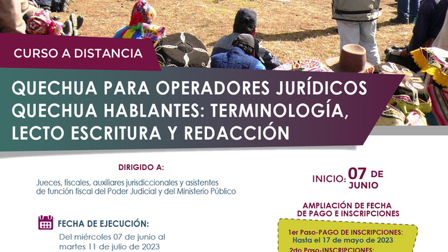 Quechua para operadores jurídicos quechua hablantes: terminología, lecto escritura y redacción