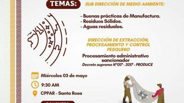➡️ORGANIZA: -Sub dirección de medio ambiente
- Dirección de extracción, procesamiento y control pesquero
