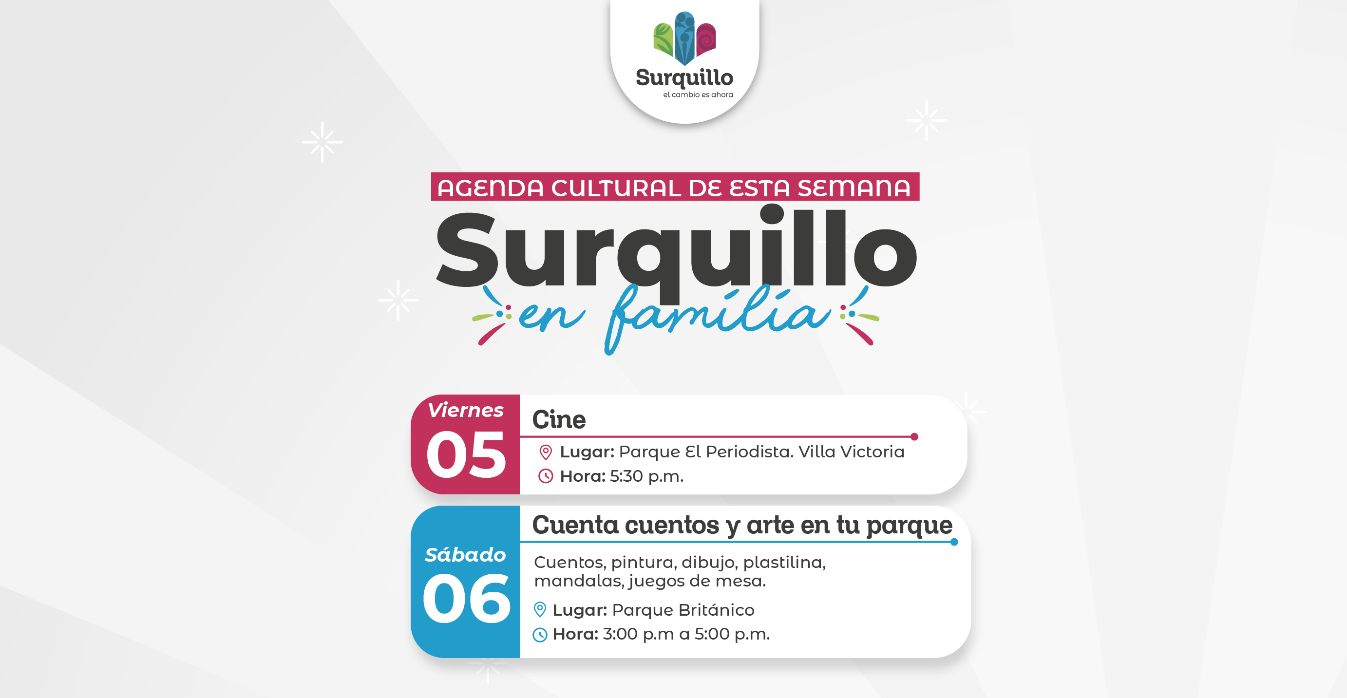 Participa de nuestra agenda "Surquillo en familia".