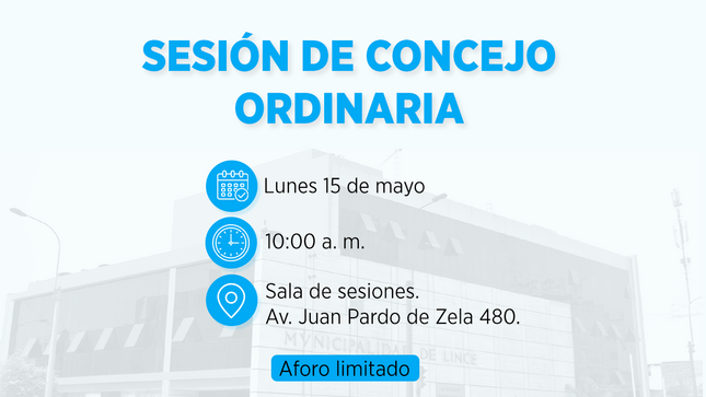 Si eres vecino de Lince, puedes participar de manera presencial inscribiéndote en el siguiente link 👉🏼 https://forms.gle/piwpc5RQDfhHXgh87

🗓️ 15 de mayo 
⏰ 10:00 a. m.
📍 Sala de Sesiones.

#MunicipalidadDeLince #LinceSeRenueva