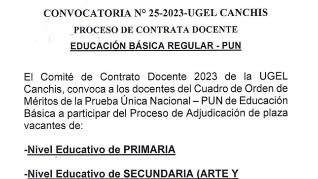 Convocatoria n° 25-2023