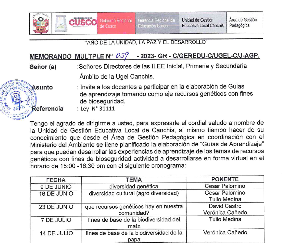 MEMORANDO MULTIPLE N° 059