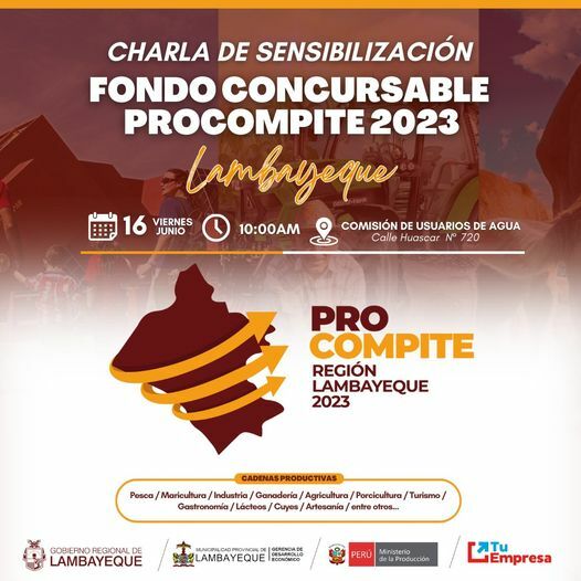 La Gerencia Regional de Desarrollo Productivo en coordinación con la Gerencia de Desarrollo Económico de la Municipalidad Provincial de Lambayeque, extienden la invitación  para quienes deseen