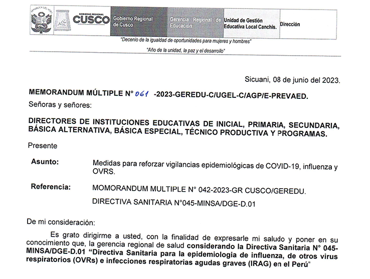 MEMORANDUM MÚLTIPLE N 061 - 2023