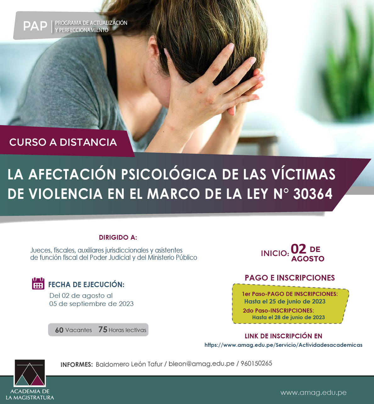 Curso a distancia: La afectación psicológica de las víctimas de violencia en el marco de la Ley N° 30364