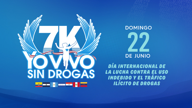 En el marco del Día Internacional de la Lucha Contra el Uso Indebido y el Tráfico ilícito de Droga, la Dirección Antidrogas (Dirandro) de la Policía Nacional del Perú, la Municipalidad Metropolitana de Lima (MML), el Instituto Peruano del Deporte (IPD) y la Comisión Nacional para el Desarrollo y Vida sin Drogas (Devida) realizaron el lanzamiento de la Carrera 7K "Yo Vivo sin Drogas".