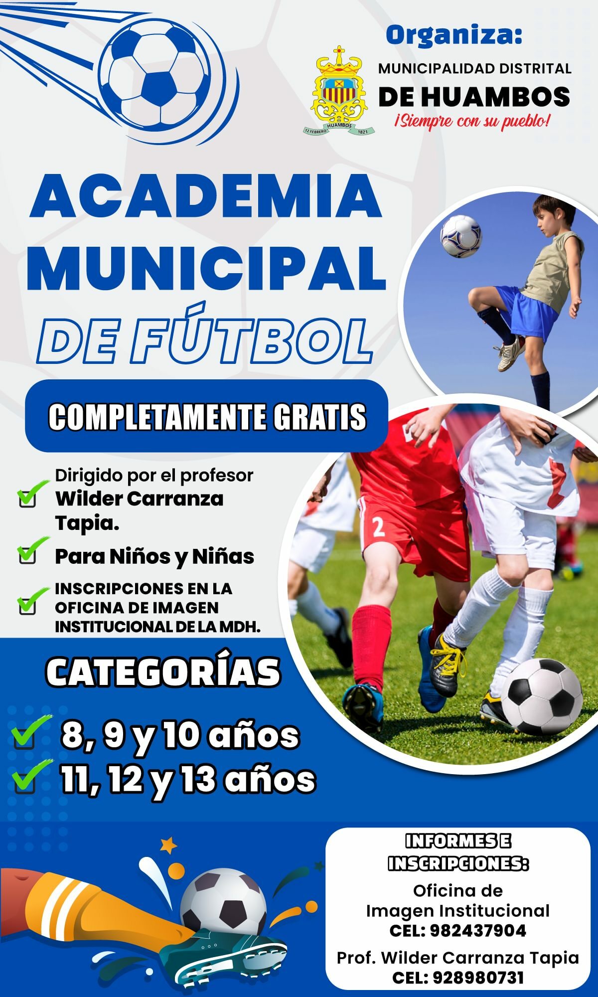 Afiche de la Academia Municipal de Fútbol de Huambos