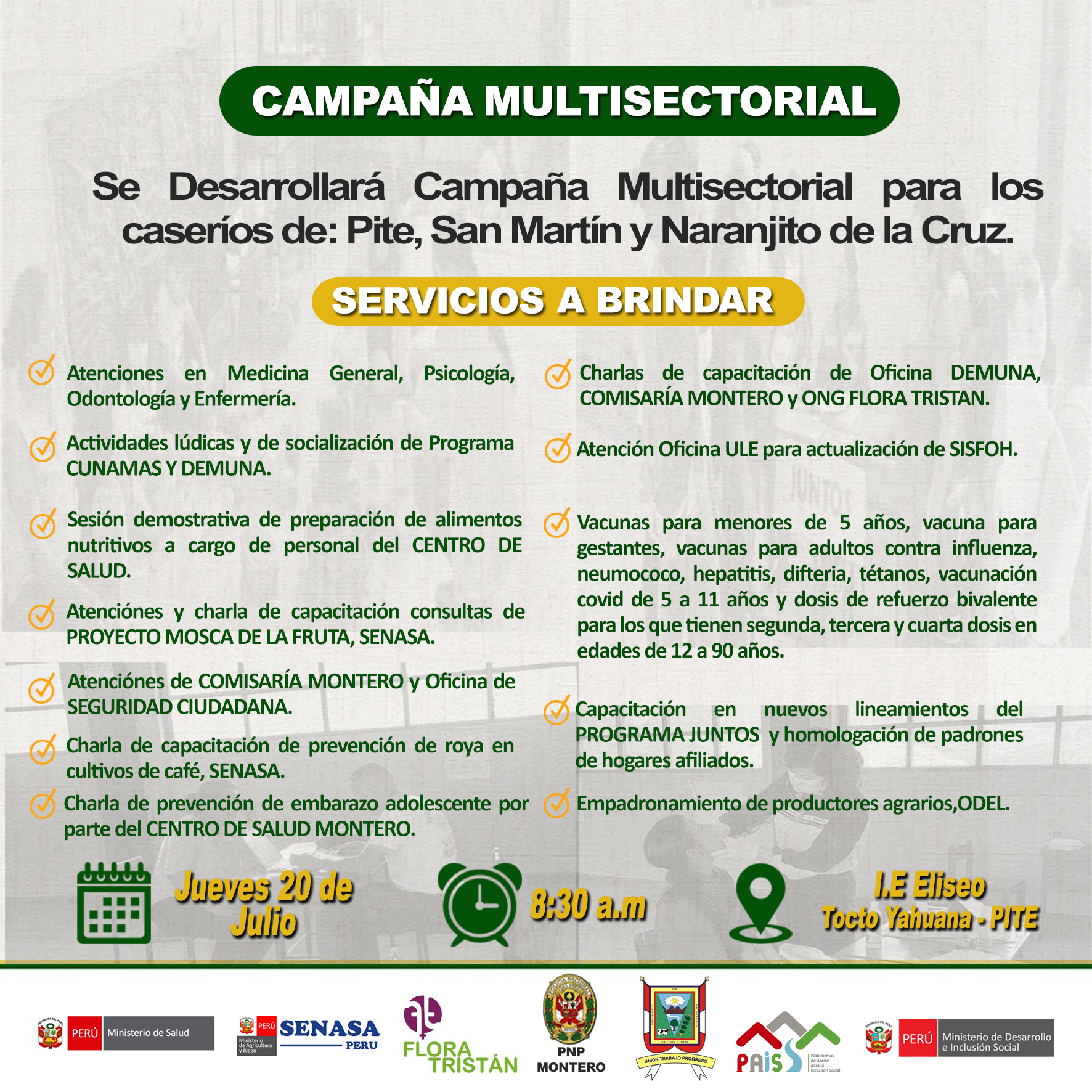 Campaña Multisectorial - Pite (𝐏𝐢𝐭𝐞, 𝐒𝐚𝐧 𝐌𝐚𝐫𝐭í𝐧 𝐘 𝐍𝐚𝐫𝐚𝐧𝐣𝐢𝐭𝐨 𝐃𝐞 𝐋𝐚 𝐂𝐫𝐮𝐳)