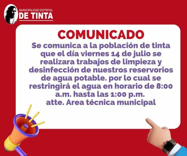 El Área Técnica Municipal de Tinta