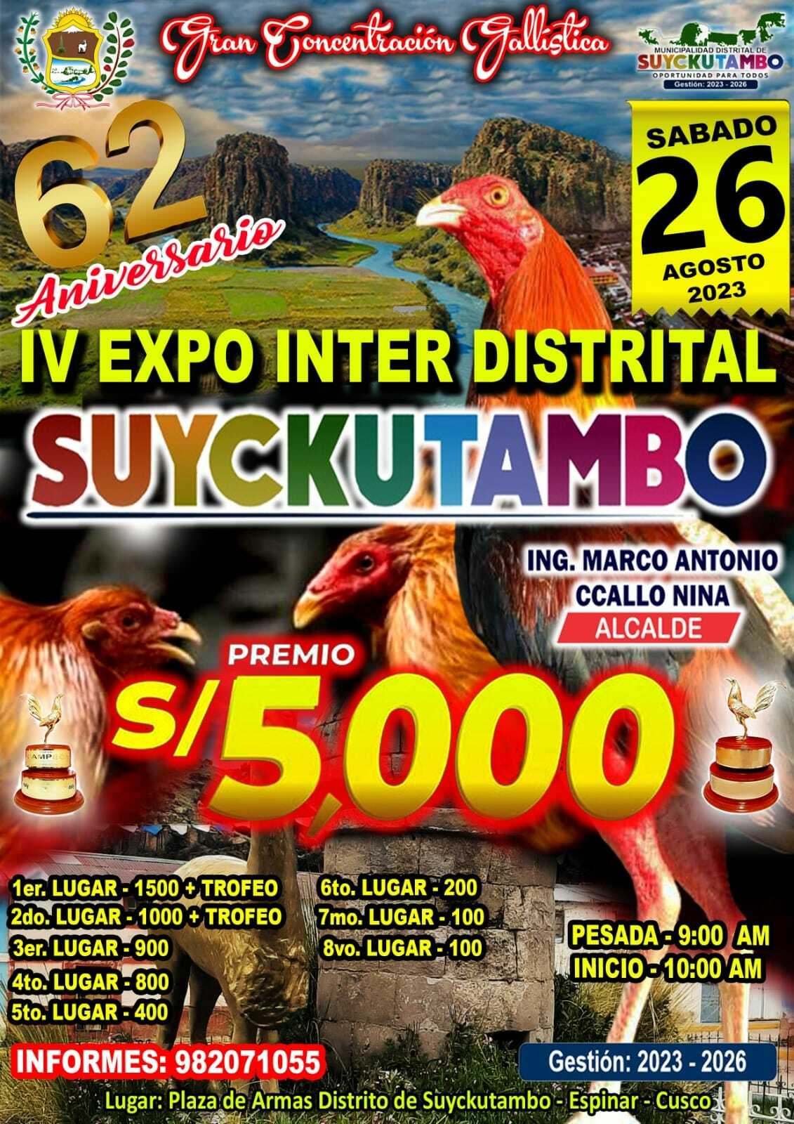 Gran Concentración Gallística por 62 Aniversario del Distrito de Suyckutambo