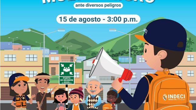 te recuerda que el martes 15 de agosto a las 3:00 p. m.  se realizará el Simulacro Nacional Multipeligro.