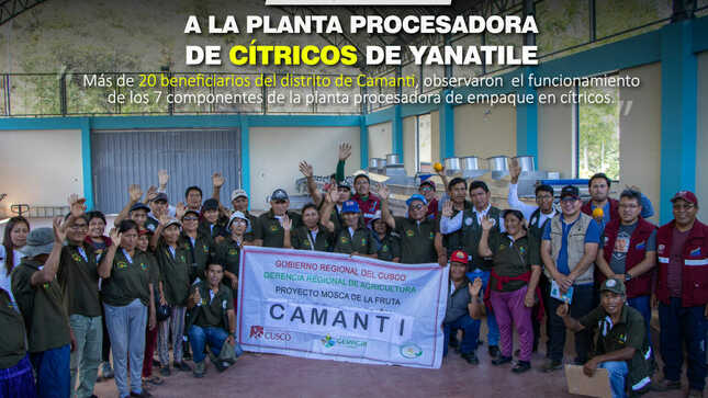 Agricultores del distrito de Camanti, realizan pasantía en planta procesadora, instalada por el proyecto Cítricos.
