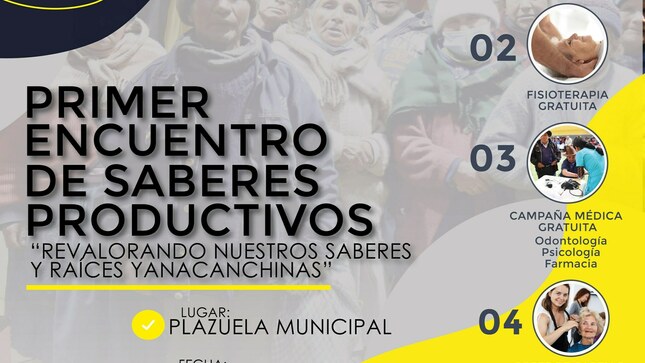 La Municipalidad Distrital de Yanacancha celebrando el dia del Adulto Mayor, invita a toda la población a participar de los juegos artesanales, campaña médica gratuita, corte de cabello, entre otros.