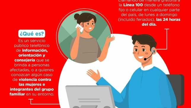 Si necesitas información, orientación y consejería sobre hechos de violencia contra las mujeres e integrantes del grupo familiar o si conoces de un caso, llama a la ☎️ Línea 100 desde cualquier parte del país
