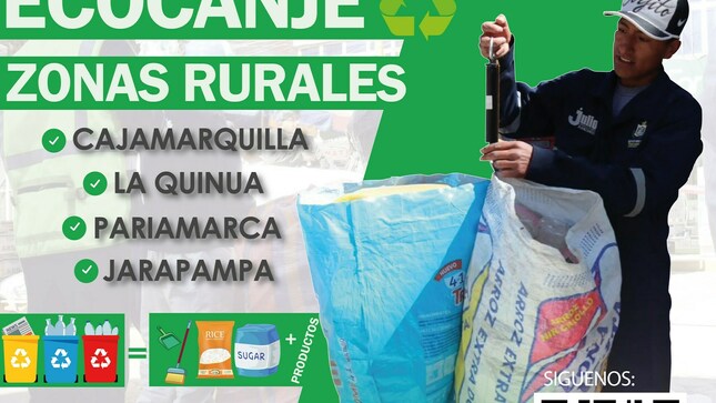 Llegamos hasta donde tú estas, intercambia tu reciclaje (Latas, botellas, cartón y hoja bond) por productos de primera necesidad y utensilios de limpieza.