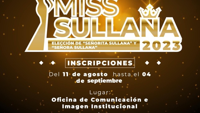 Inscríbete y participa en el certamen “Señorita Sullana” y “Señora Sullana”