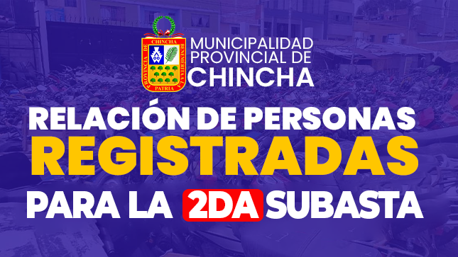 Relación de personas registradas para la  2DA  subasta