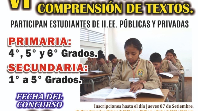 VI Concurso Regional de Comprensión
Lectora y Competencia Lingüística - Nivel Primaria y Secundaria, en el marco
de la promoción y desarrollo del enfoque comunicativo.