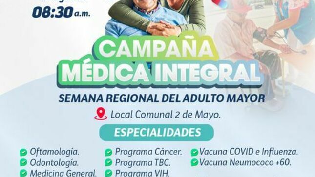 🔵📌CAMPAÑA MÉDICA INTEGRAL POR LA SEMANA REGIONAL DEL ADULTO MAYOR
🗓 22 de agosto.
⏱08:30 a.m.
📍 Local Comunal 2 de Mayo.
¡Los esperamos!
#Gestión2023_2026
#CambioYEsperanza🔵📌CAMPAÑA MÉDICA INTEGRAL POR LA SEMANA REGIONAL DEL ADULTO MAYOR
🗓 22 de agosto.
⏱08:30 a.m.
📍 Local Comunal 2 de Mayo.
¡Los esperamos!
#Gestión2023_2026
#CambioYEsperanza